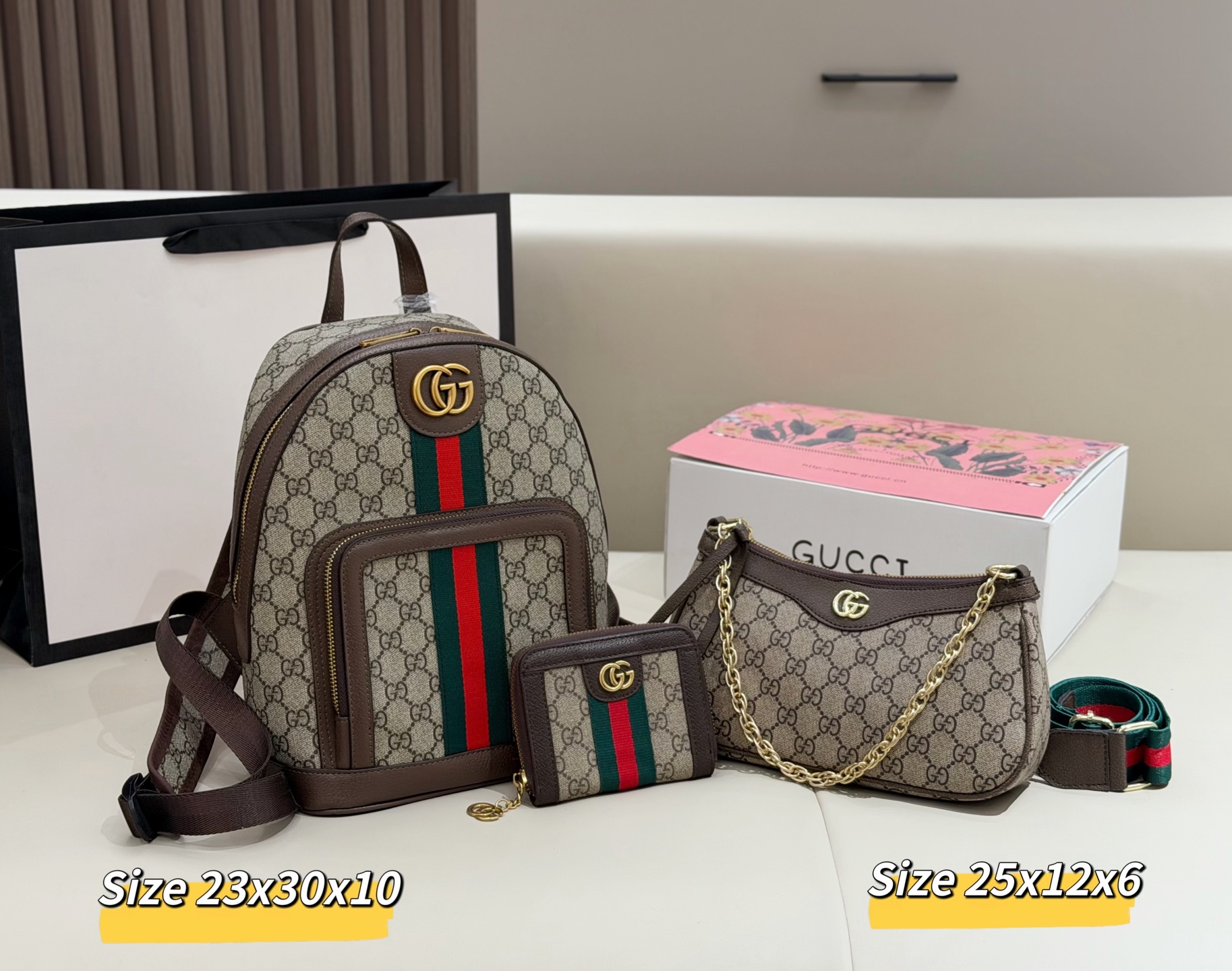 グッチ「Gucci」コンビネーションバッグ3点セット / トートバッグ＆ポーチセット