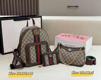 グッチ「Gucci」コンビネーションバッグ3点セット / トートバッグ＆ポーチセット
