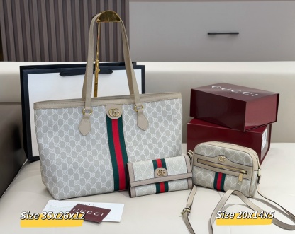 グッチ「Gucci」コンビネーションバッグ3点セット / トートバッグ＆ポーチセット