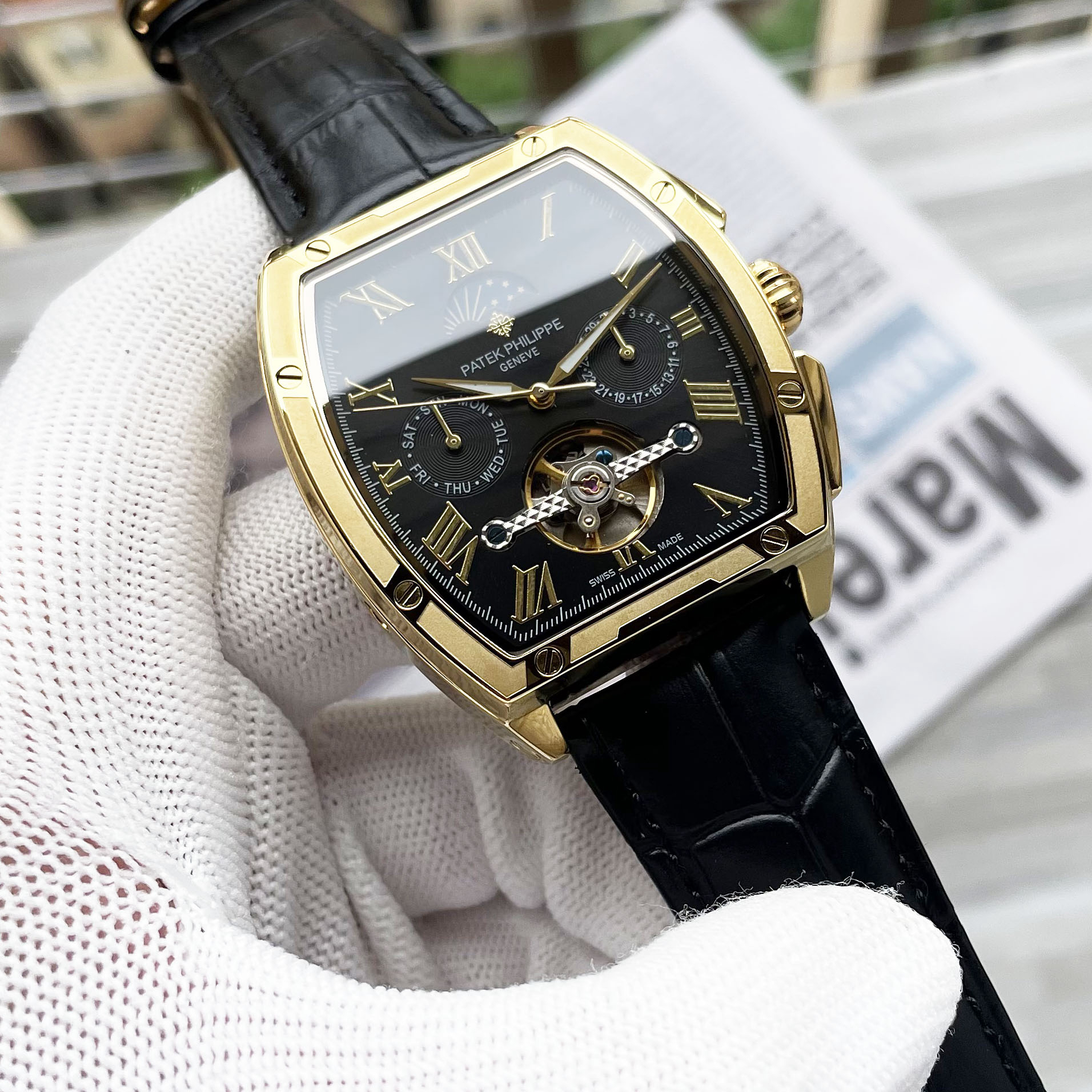 Patek Philippe パテック・フィリップ スタイル トノー型 オートマティック メンズ腕時計 / 機械式腕時計