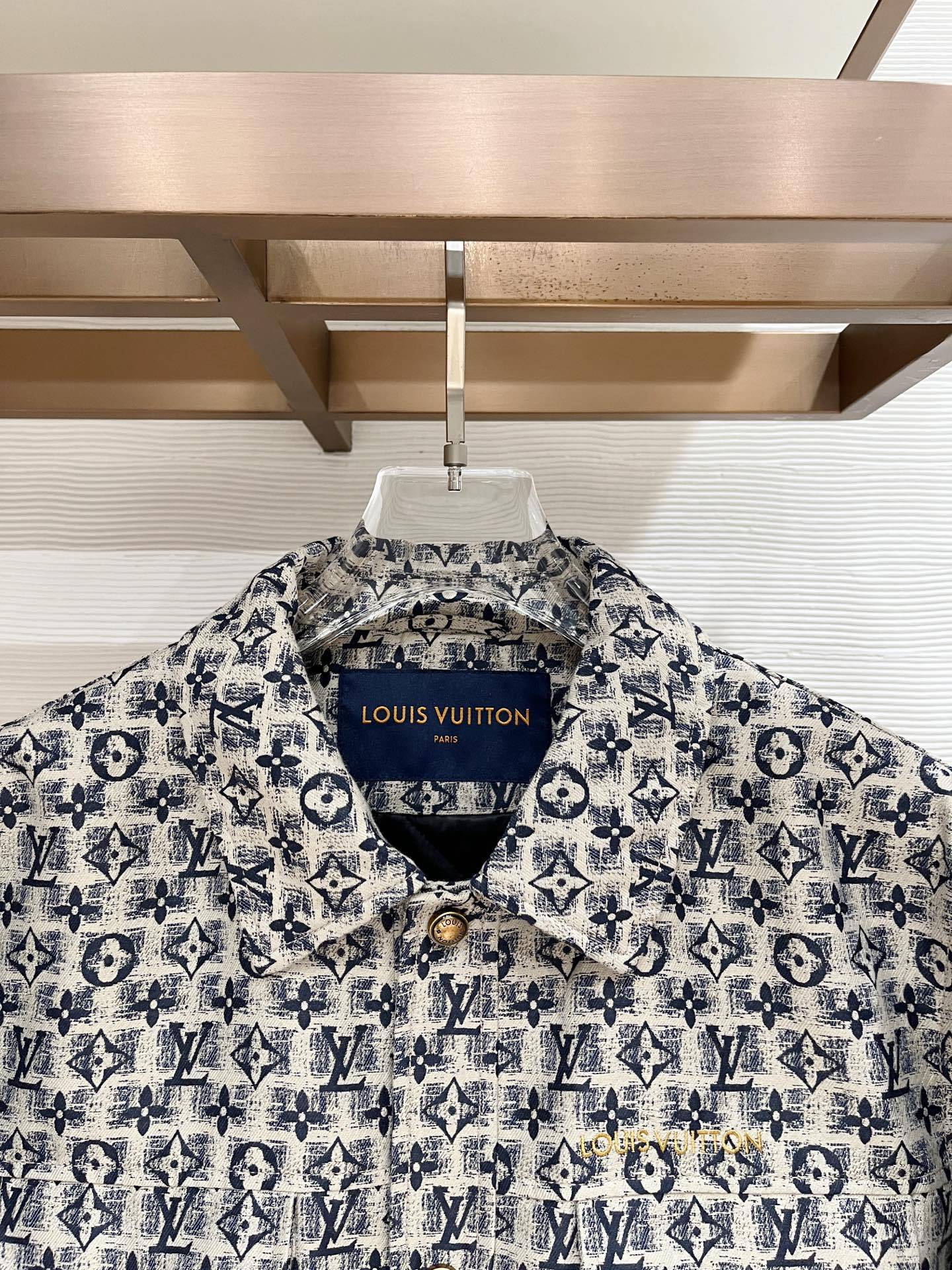 ルイ・ヴィトン「Louis Vuitton」モノグラム柄 ジャカード フリップカラー ジャケット / ワークジャケット
