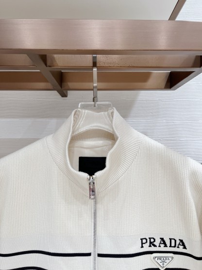 プラダ「Prada」プラダ リブニット スタンドカラー ジップアップジャケット / メンズ ニットアウター