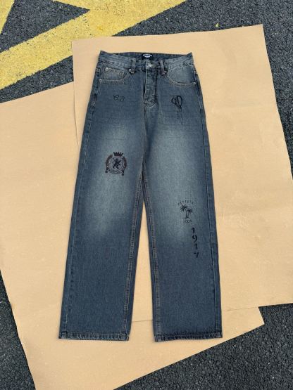 BURBERRY & バーバリー ヴィンテージウォッシュ ワイドレッグデニムパンツ / ユニセックス