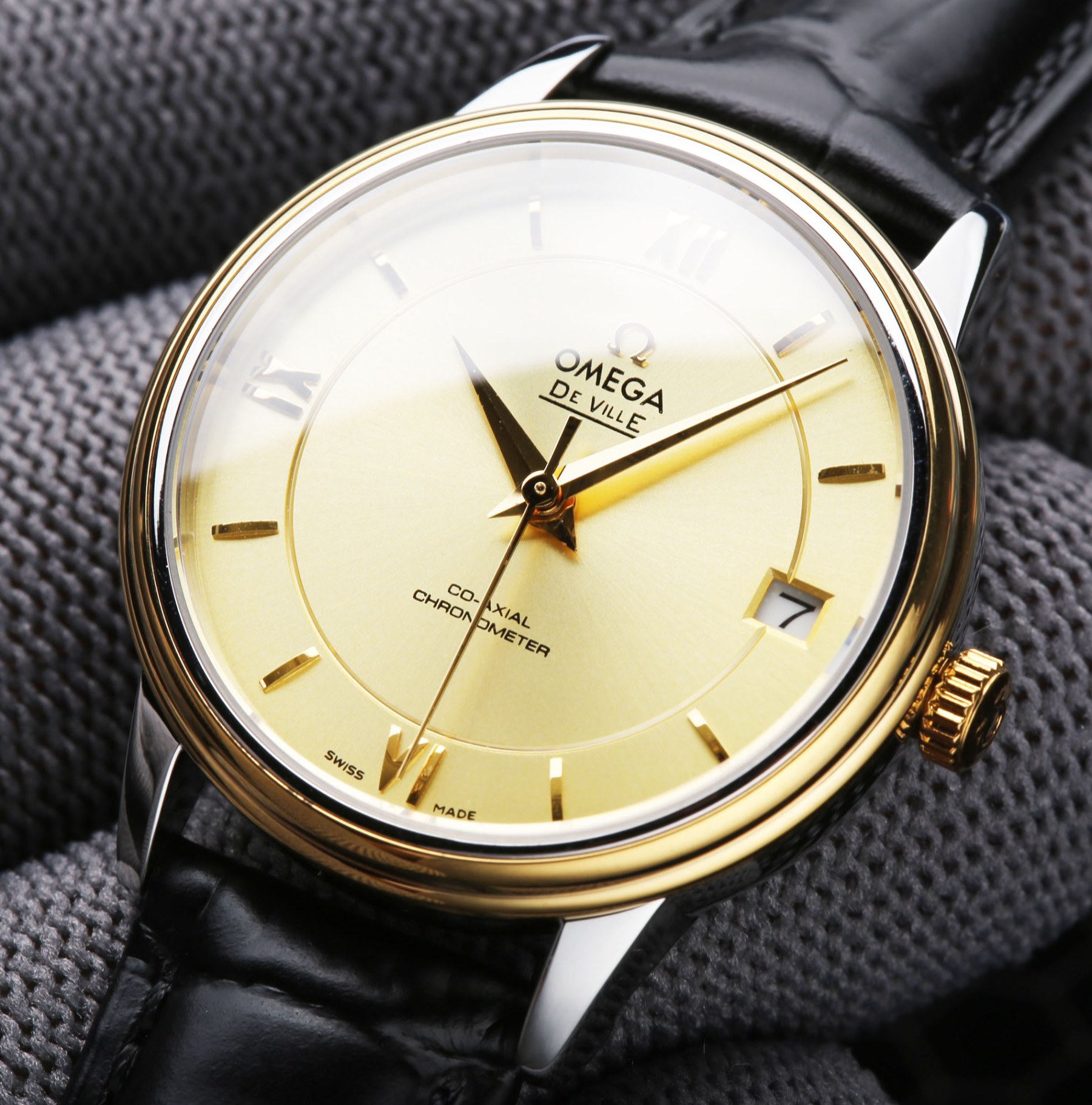 オメガ「Omega」デビル プレステージ カップルウォッチ メンズ39.5MM＆レディース32.7MM スチール＆レザーストラップ