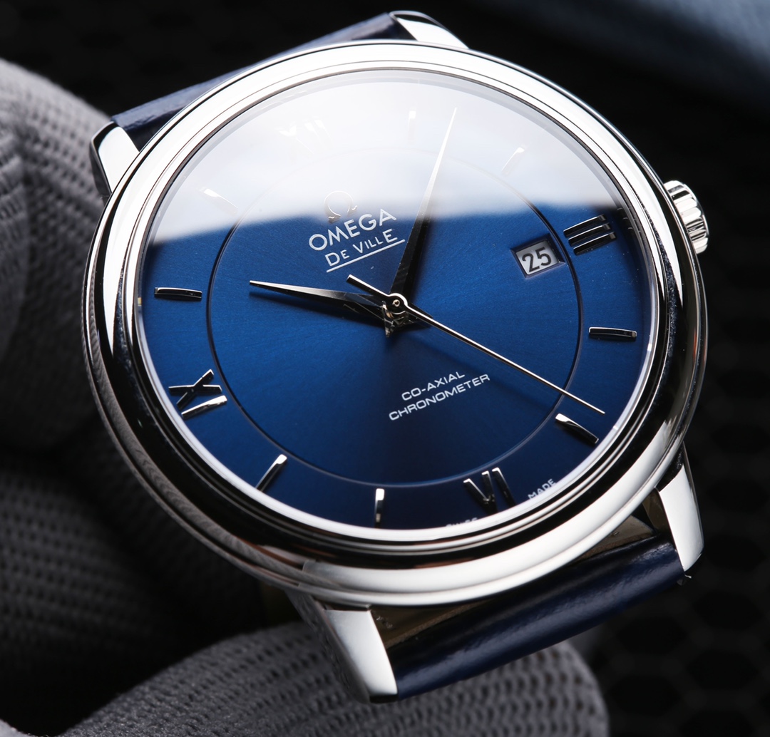 オメガ「Omega」デビル プレステージ カップルウォッチ メンズ39.5MM＆レディース32.7MM スチール＆レザーストラップ