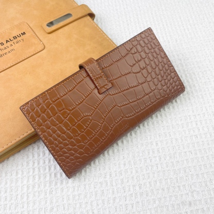 エルメス「Hermès」レディース新作 無地レザー 内側ファスナーポケット付き 縦型長財布