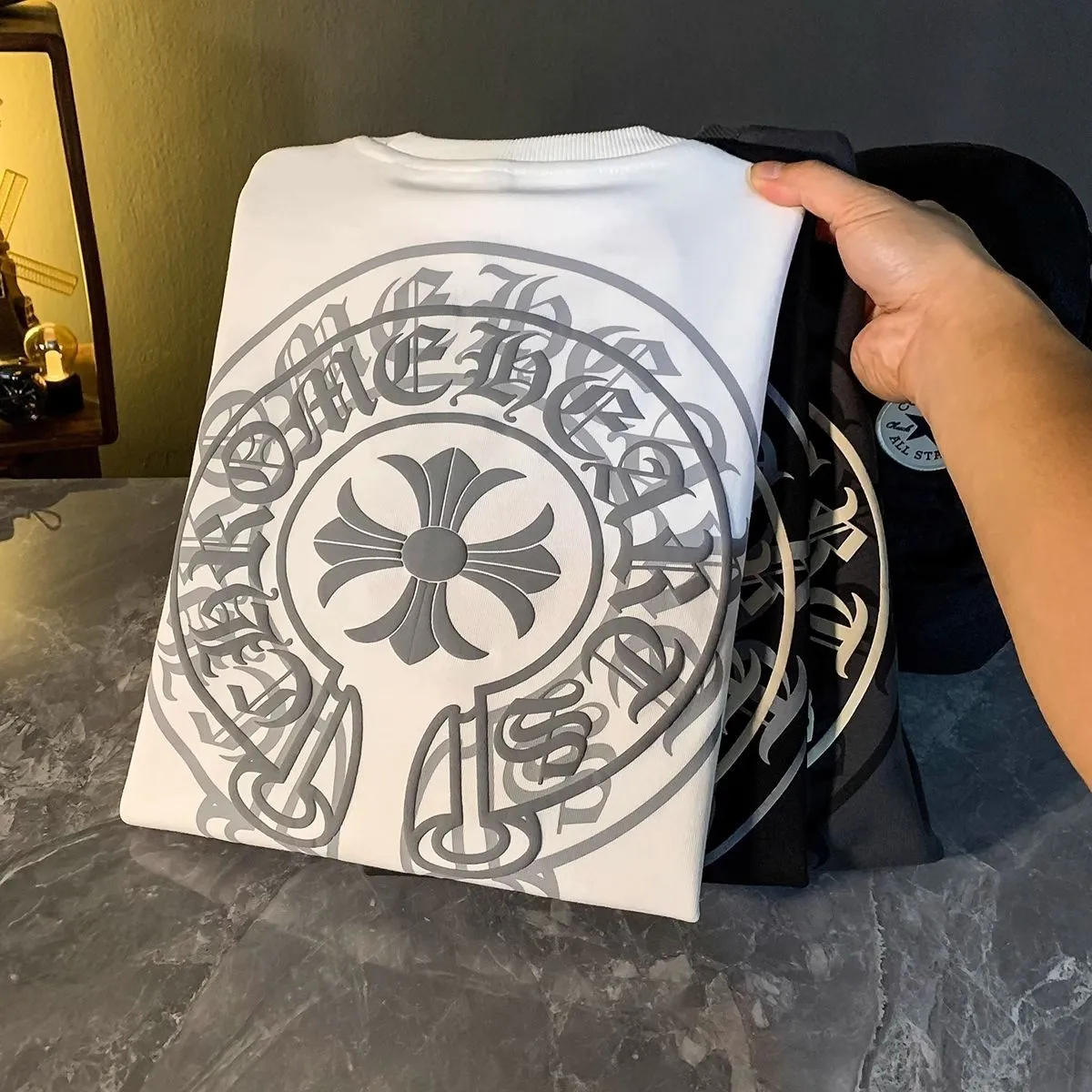 クロムハーツ「Chrome Hearts」ファッションブランドのスウェットシャツ秋冬新作プラスベルベット厚手カジュアルラウンドネックルーズジャケット