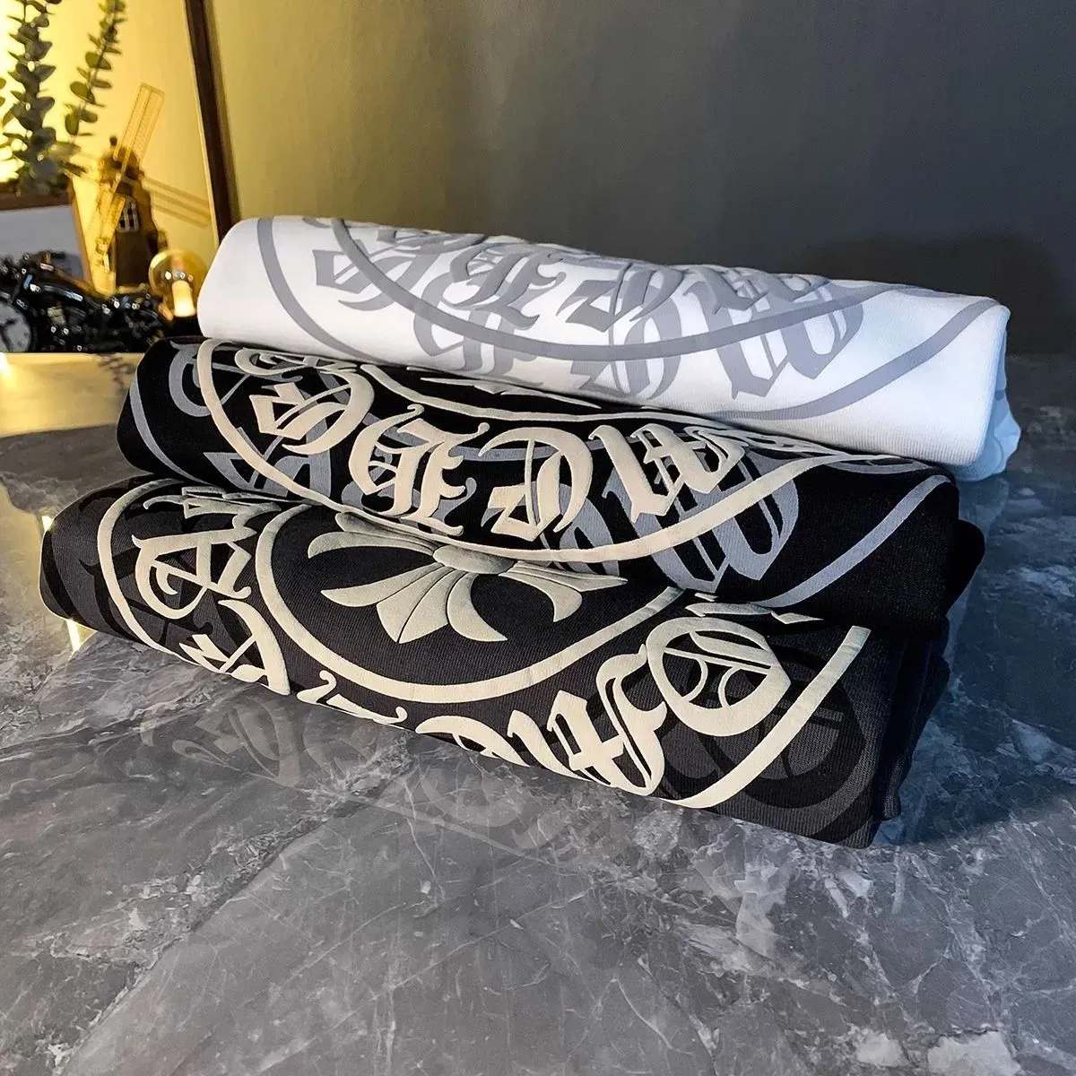 クロムハーツ「Chrome Hearts」ファッションブランドのスウェットシャツ秋冬新作プラスベルベット厚手カジュアルラウンドネックルーズジャケット