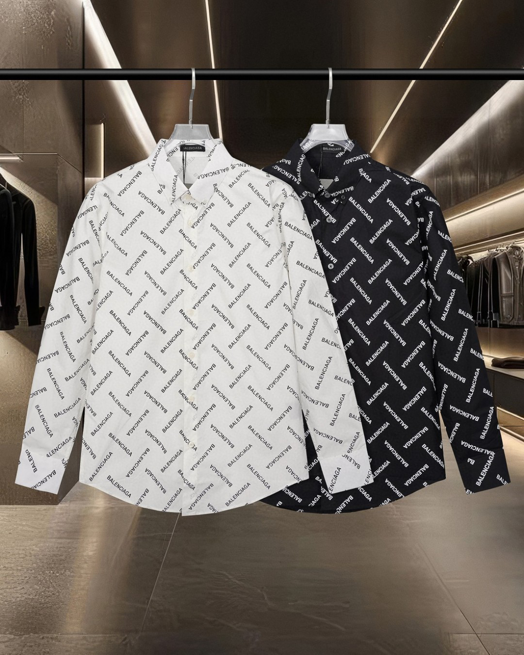 Balenciagaバレンシアガ オールオーバーロゴシャツ / ロングスリーブシャツ