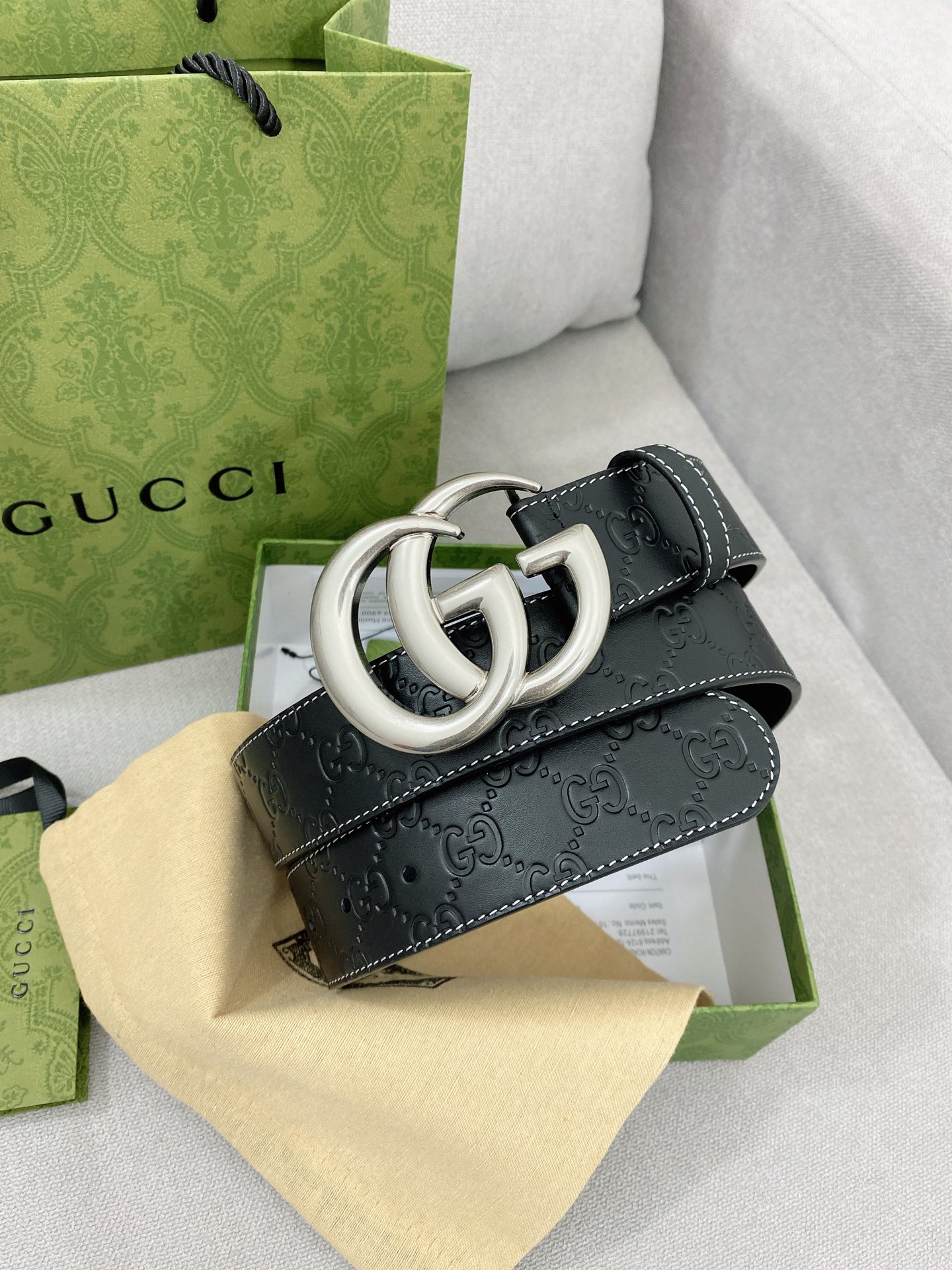グッチ「Gucci」インターロッキングG バックル付き ワイドベルト