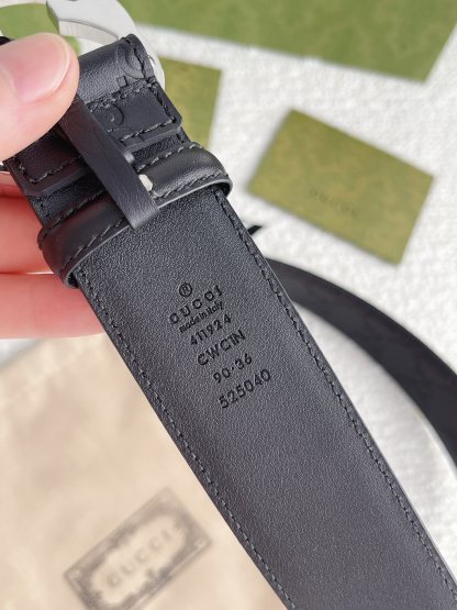 グッチ「Gucci」インターロッキングG バックル付き ワイドベルト100CM