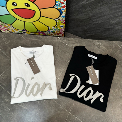 ディオール「Dior」リボン & 47 ロゴ 刺繍 ロング Tシャツ