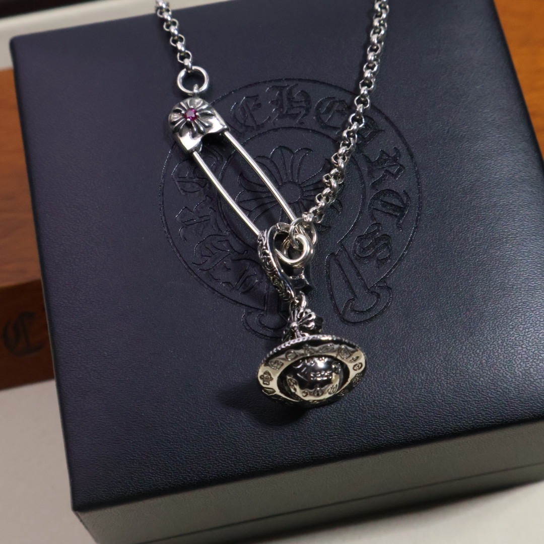 クロムハーツ「Chrome Hearts」ヴィンテージクロスフラワー デュアルチェーンネックレス