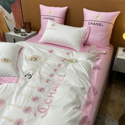 シャネル「Chanel」プレミアムコットン ゴールド＆シルバー刺繍 4点セット