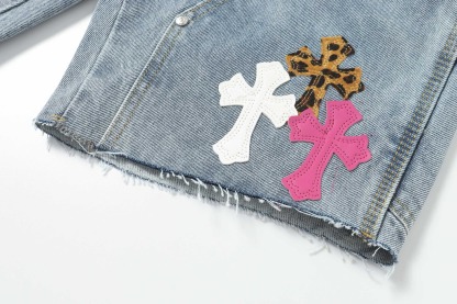 クロムハーツ「Chrome Hearts」クロス エンブロイダリー ヴィンテージ デニムショートパンツ
