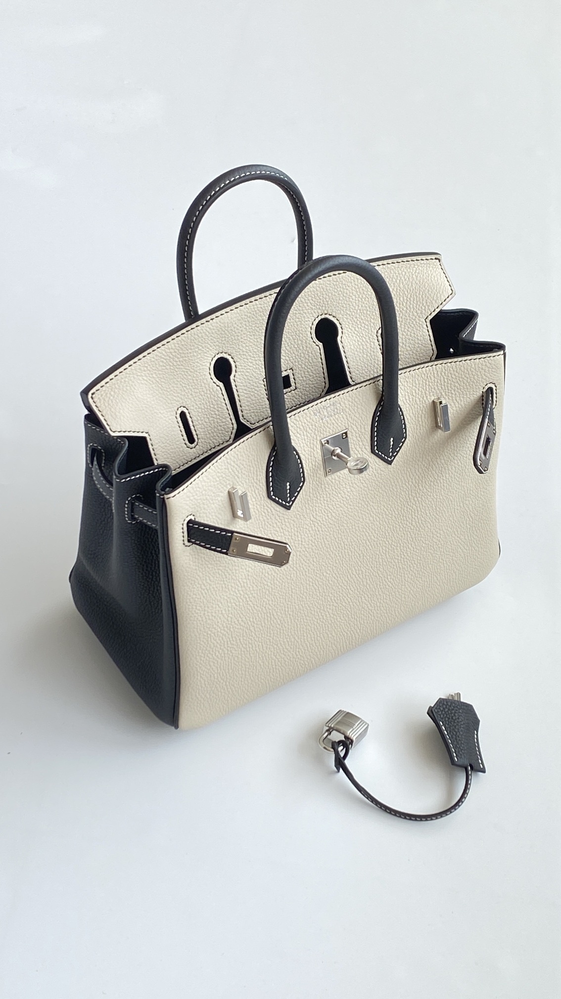 エルメス「Hermès」Birkin 25 パンダ レザー ショルダーバッグ