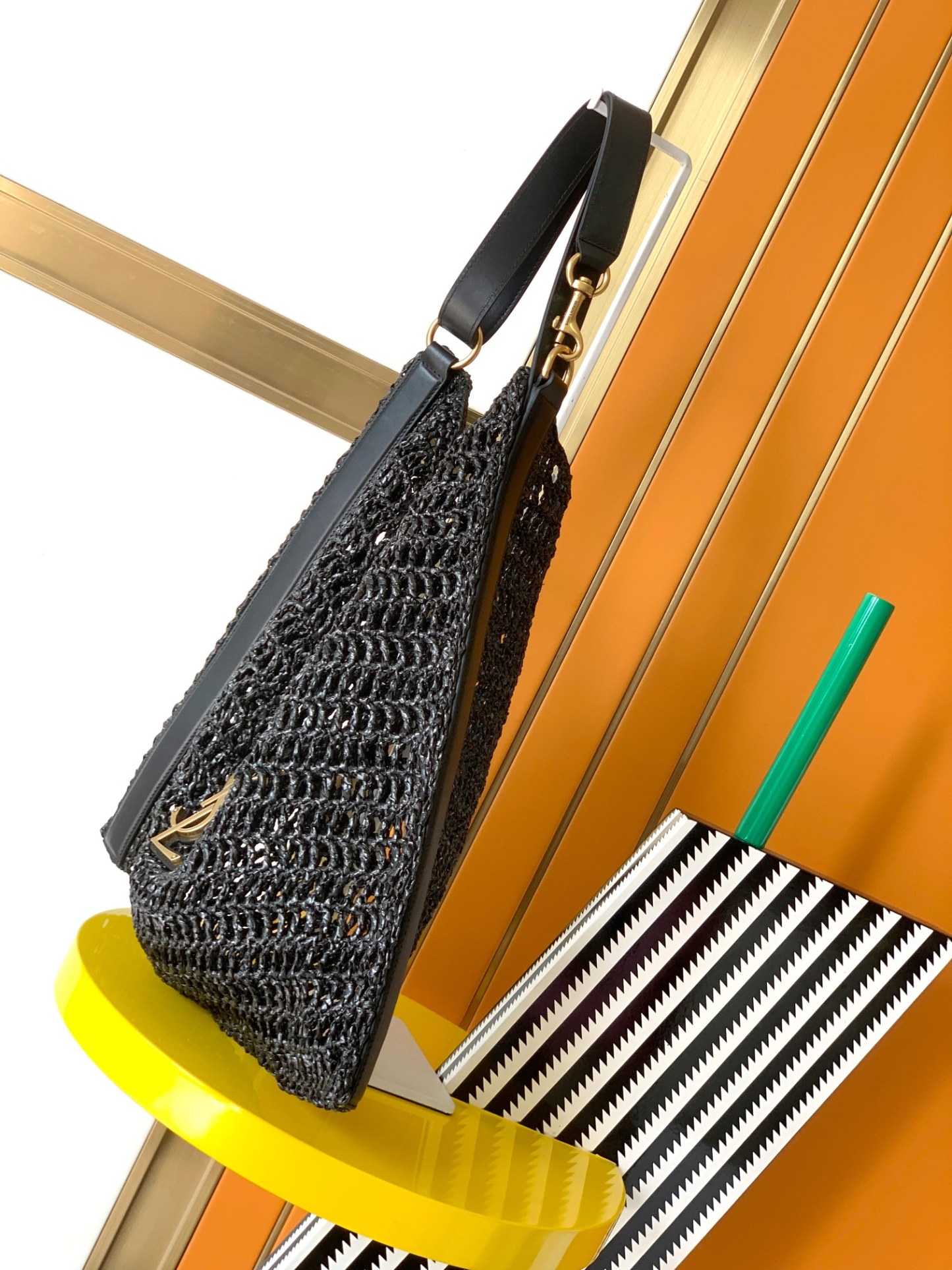 サンローラン「Saint Laurent」OXALIS ラフィア ショルダーバッグ