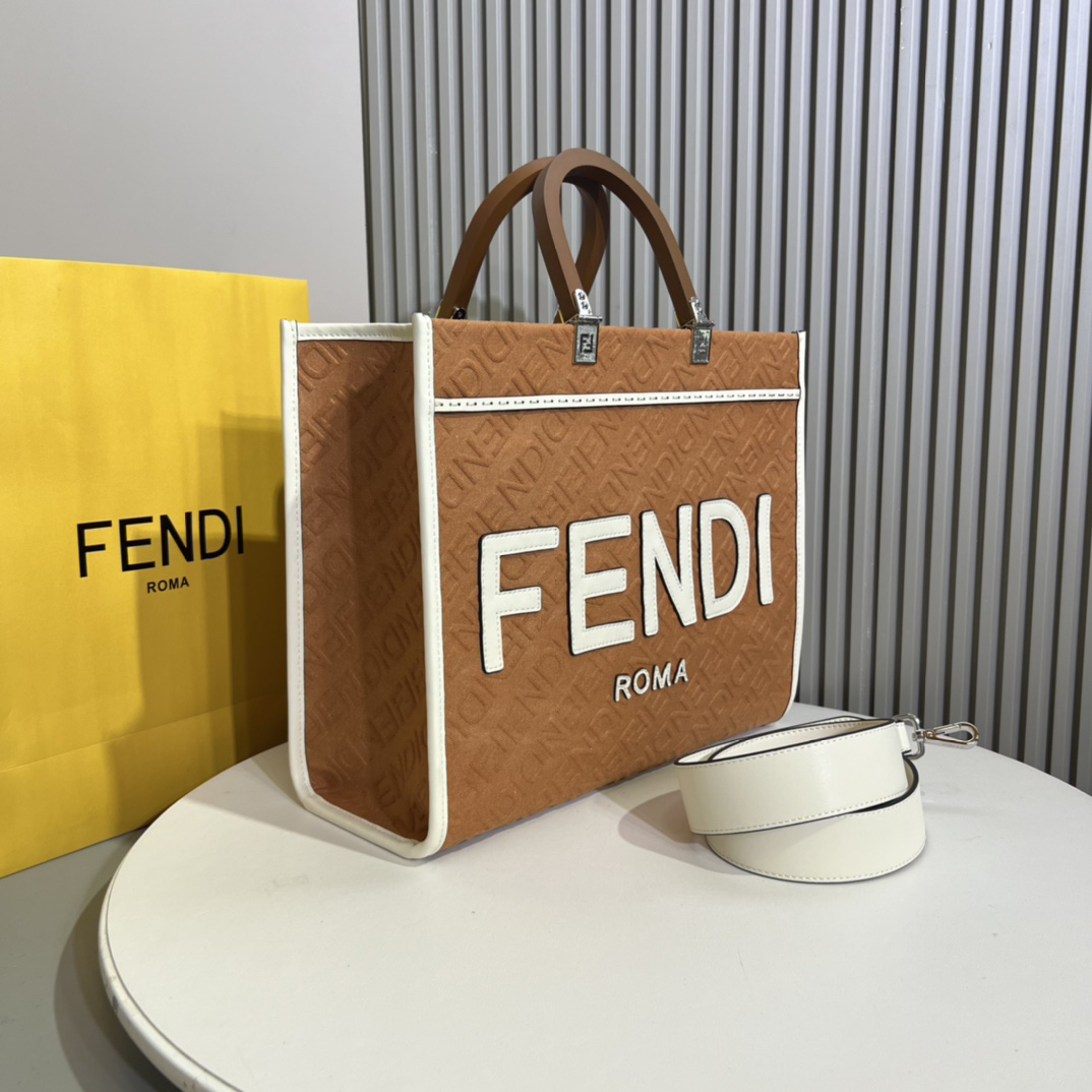 フェンディ「Fendi」Sunshine FF ファブリック ミディアムトートバッグ