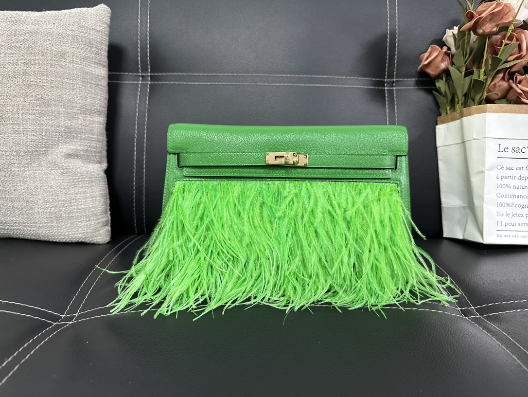 エルメス「Hermès」  ケリー エラン シャムキラ フェザー レザー ショルダーバッグ