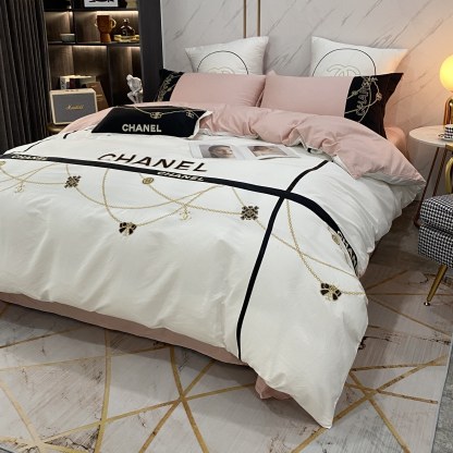 シャネル「Chanel」プレミアムコットン ゴールド＆シルバー刺繍 4点セット