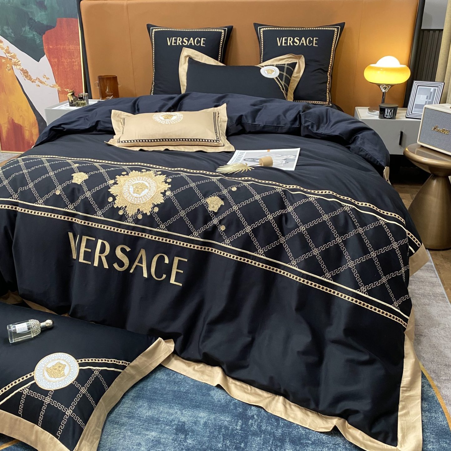 ヴェルサーチ「Versace」プレミアムコットン ゴールド＆シルバー刺繍 4点セット