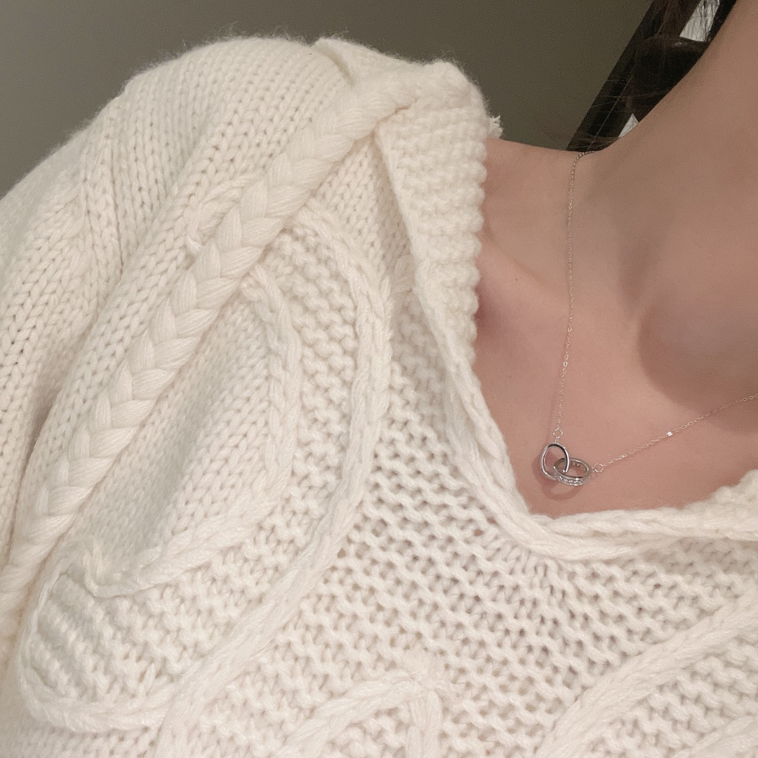 カルティエ「Cartier」ダブルリング マイクロセット ダイヤモンド ネックレス