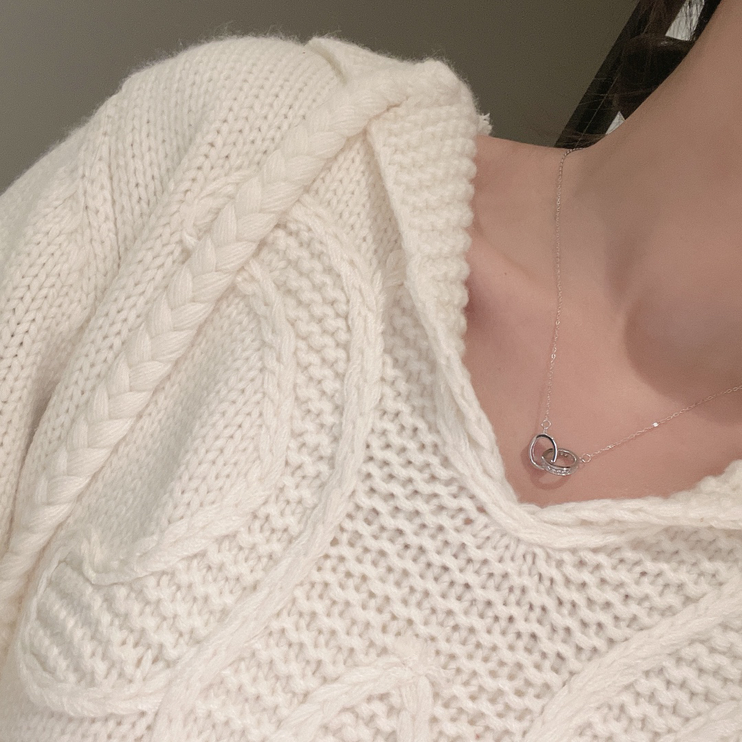 カルティエ「Cartier」ダブルリング マイクロセット ダイヤモンド ネックレス