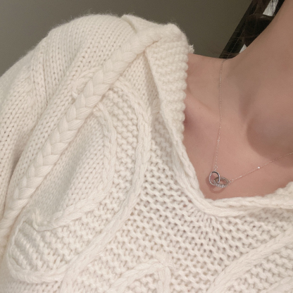 カルティエ「Cartier」ダブルリング マイクロセット ダイヤモンド ネックレス