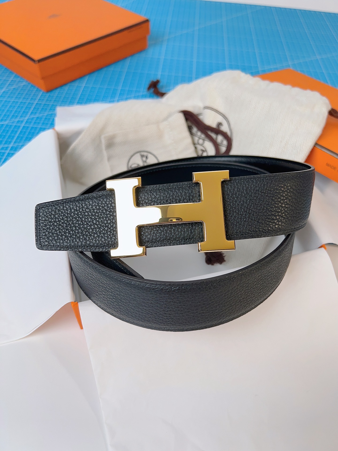 エルメス「Hermès」 ダブルフェイス トゴ革 ベルト100MM