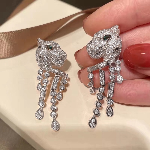 カルティエ「Cartier」ソレイユ パンテール フリンジ エメラルド ピアス