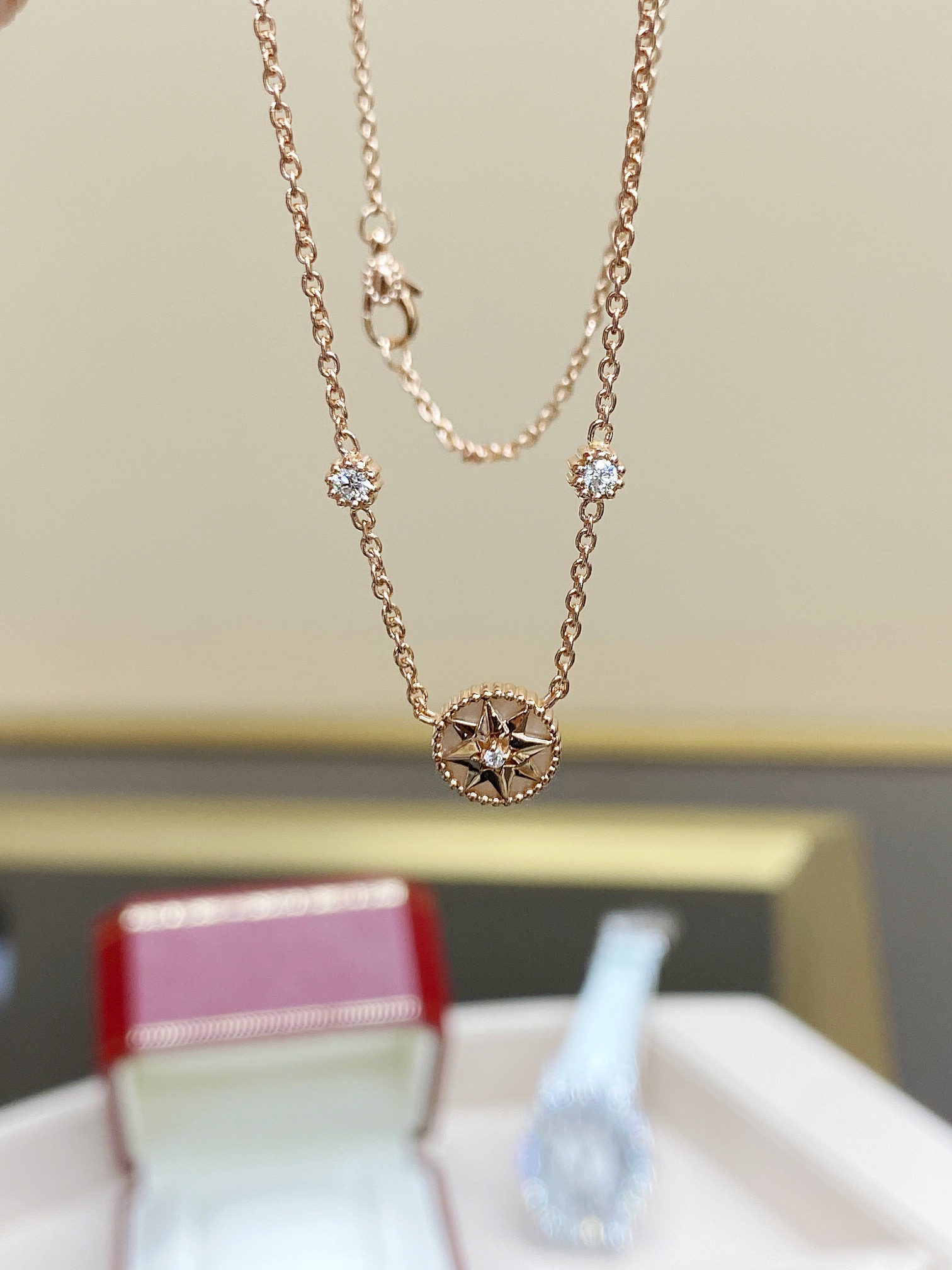 ディオール「Dior」 ROSE DIOR BAGATELLE ハートネックレス40CM