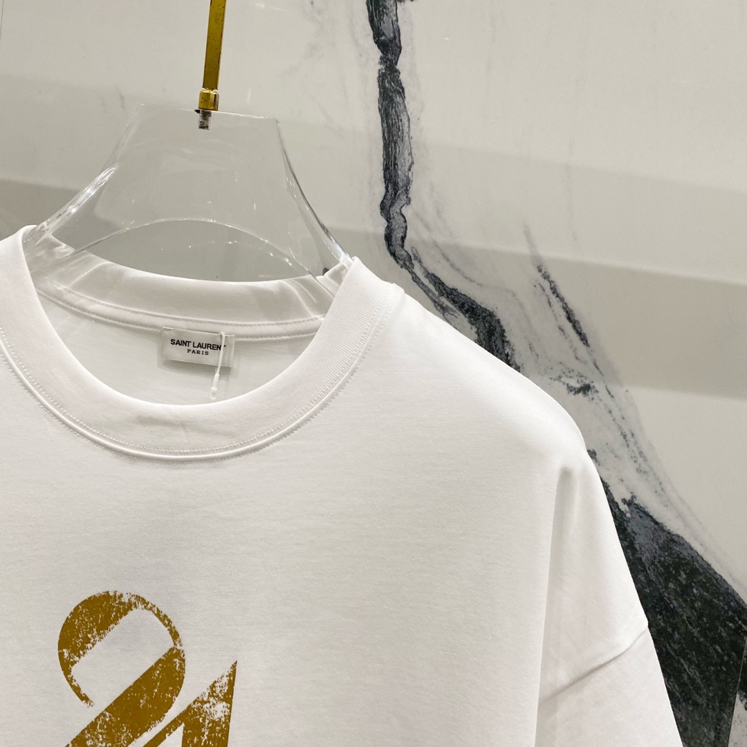 サンローラン Saint Laurent プレミアムコットン クルーネックTシャツ-ISETAN PRESTIGE CURATED