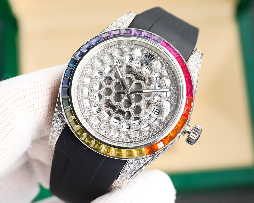 ロレックス「Rolex」デイトジャスト レインボーダイヤ フルセット フルラグジュアリー  腕時計41mm