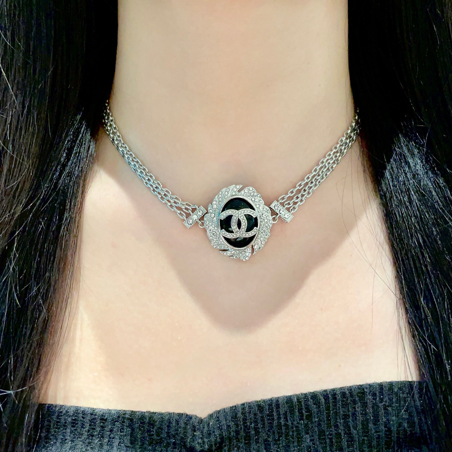 シャネル「Chanel」ダブルCダイヤモンドネックレス