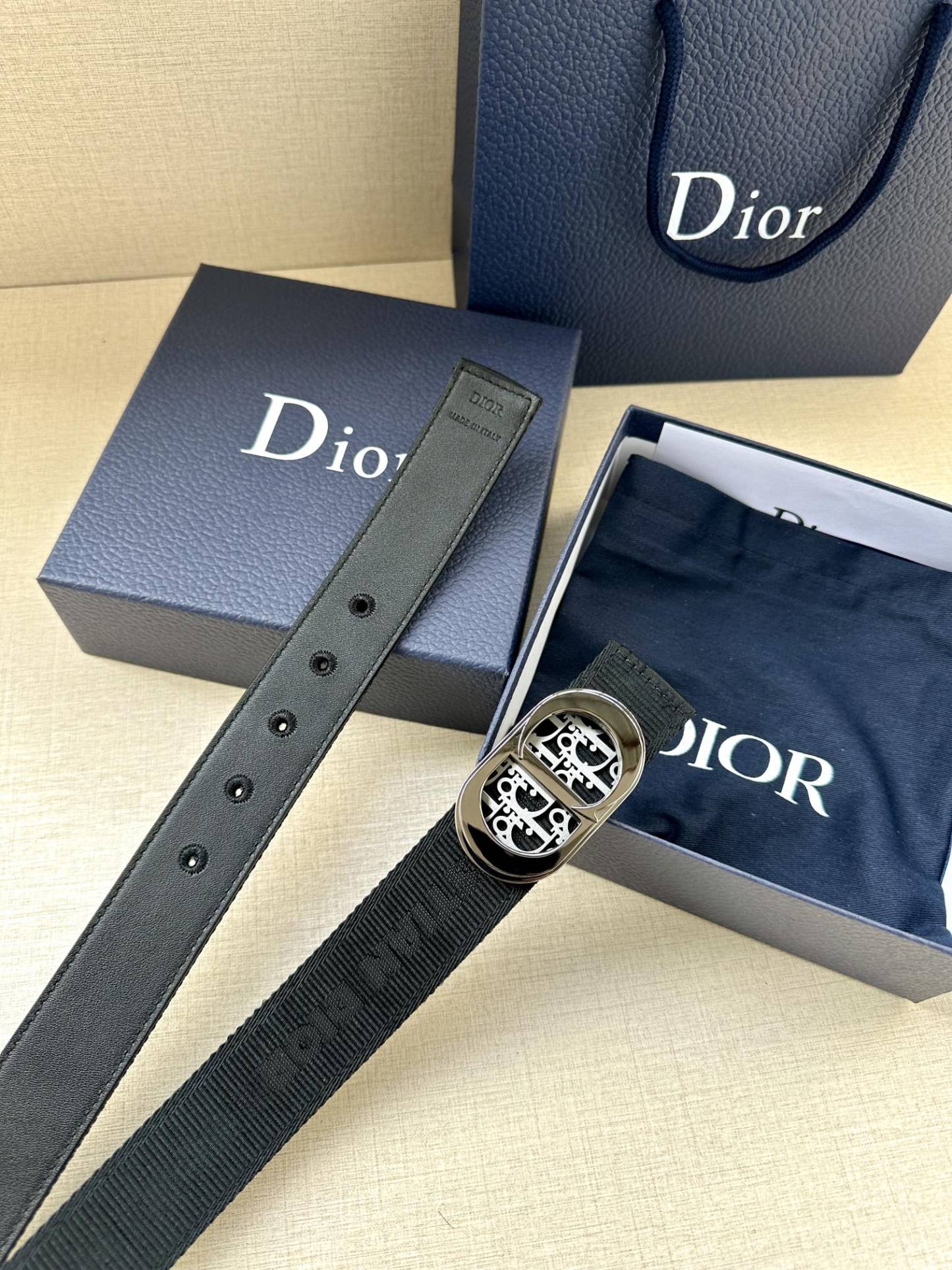 ディオール「Dior」リバーシブルベルト CDモノグラム100CM