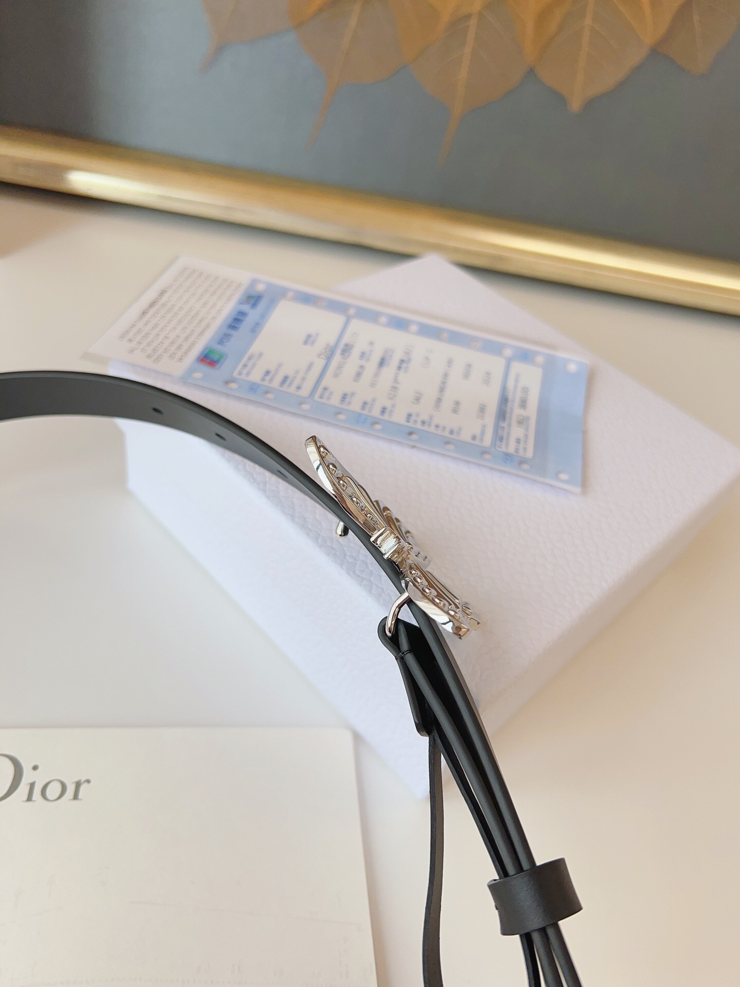 ディオール「Dior」メタモルフォーゼ 2.0cm スムースレザーベルト バタフライバックル100CM