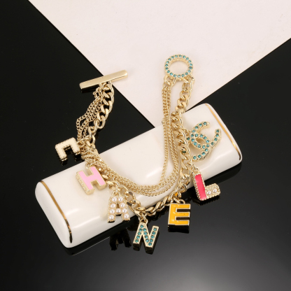 シャネル「Chanel」カラードロップ＆レターシルエット ブレスレット ブレスレット