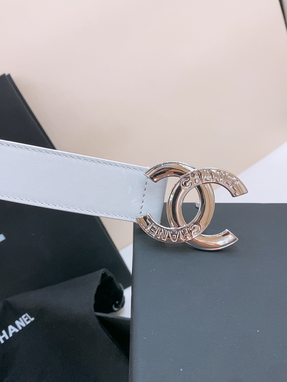 シャネル「Chanel」ダブルC レザーベルト ベルト100CM