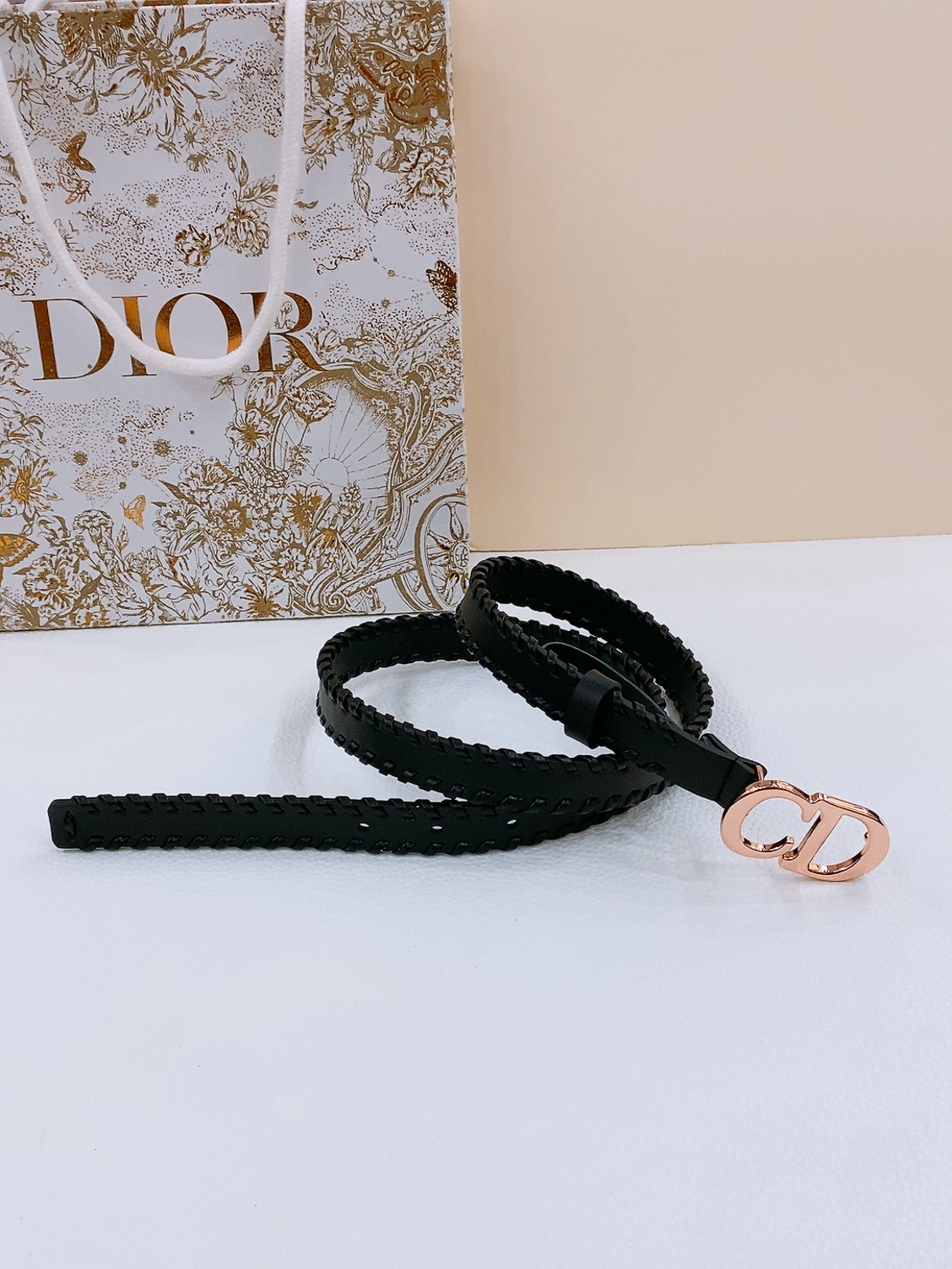 ディオール「Dior」Saddle Belt Montaigne Star レザーベルト100CM