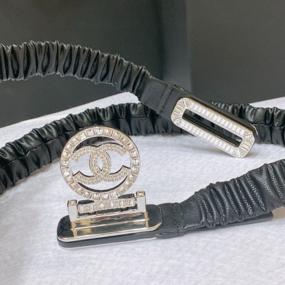 シャネル「Chanel」ワイドバックル レザーベルト ベルト100CM