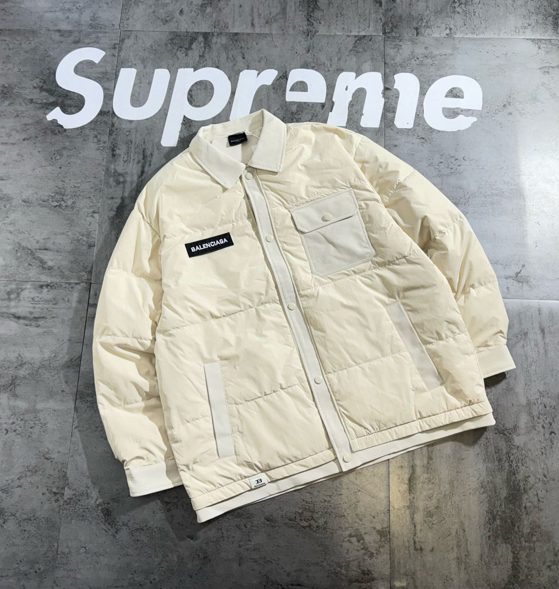 バレンシアガ「Balenciaga」‌冬季限定パッチワークカップルカジュアルダウンジャケット