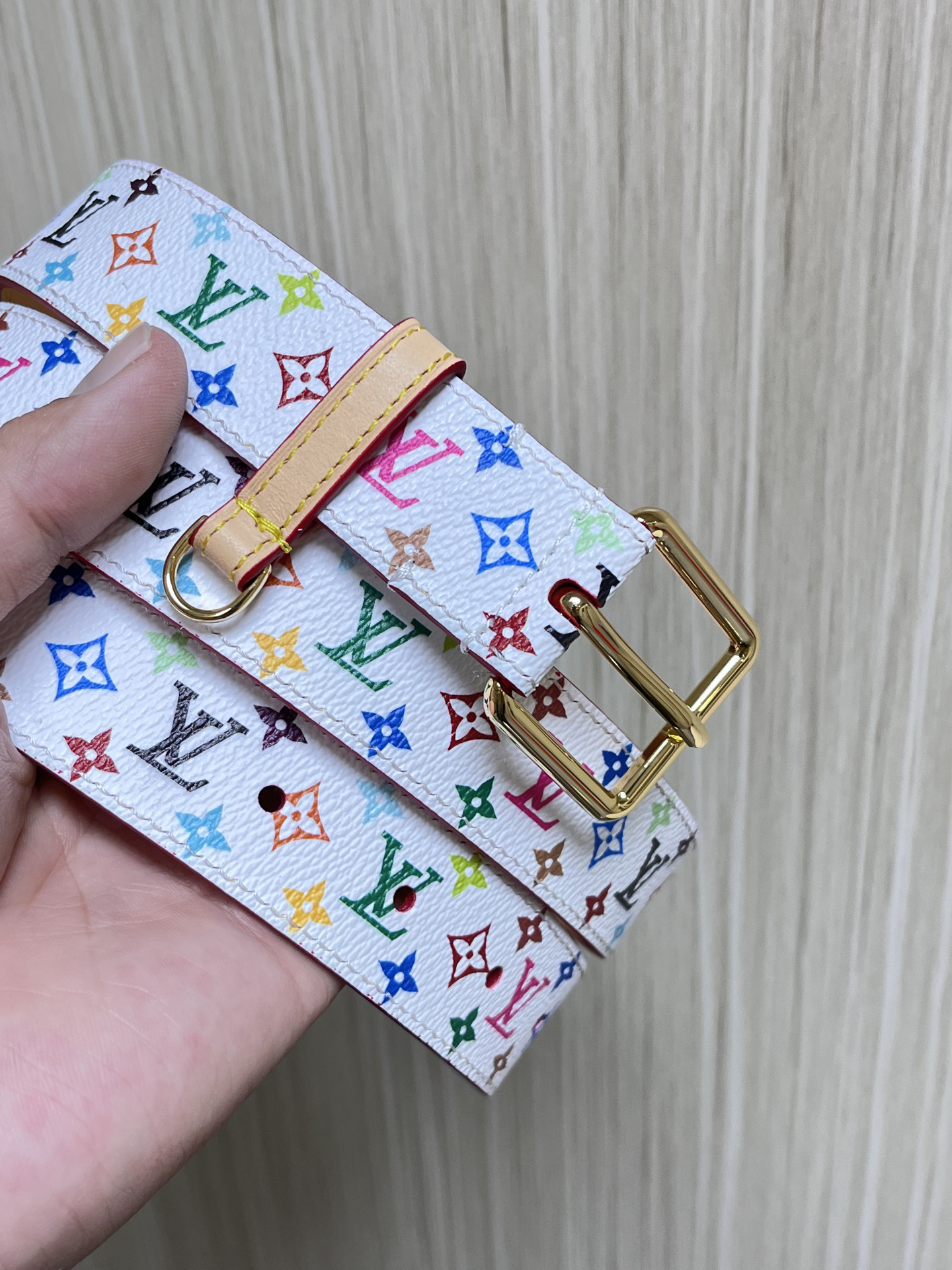 「コラボモデル」Louis Vuitton x TMモノグラム マルチカラー リバーシブル ベルト100CM