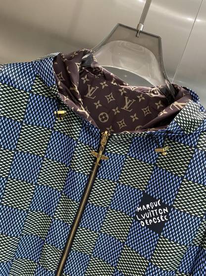ルイ・ヴィトン「Louis Vuitton」ダブルフェイス チェック フード ジャケット