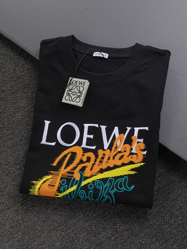 ロエベ「Loewe」マルチカラー レター エンブロイダリー Tシャツ