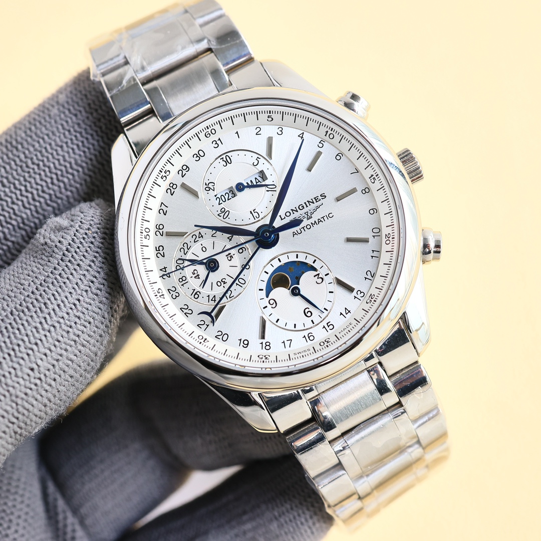 ロンジン「Longines」マスターコレクション 八針月相 クロノグラフ メンズウォッチ 40mm