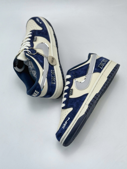 「コラボモデル」Dior x NikeSB ダンク ロウ ホワイト/ブルー/グレー 3M