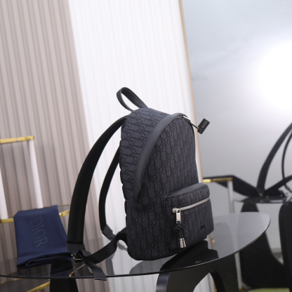 ディオール「Dior」ライダー バックパック ベージュ＆ブラック オブリーク プリント