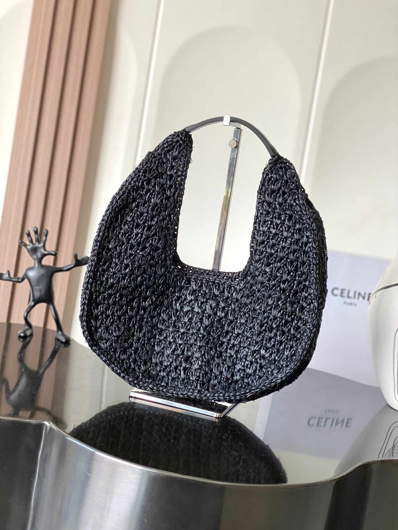 セリーヌ「Celine」CLASSIC PANIER ラフィア ショルダーバッグ