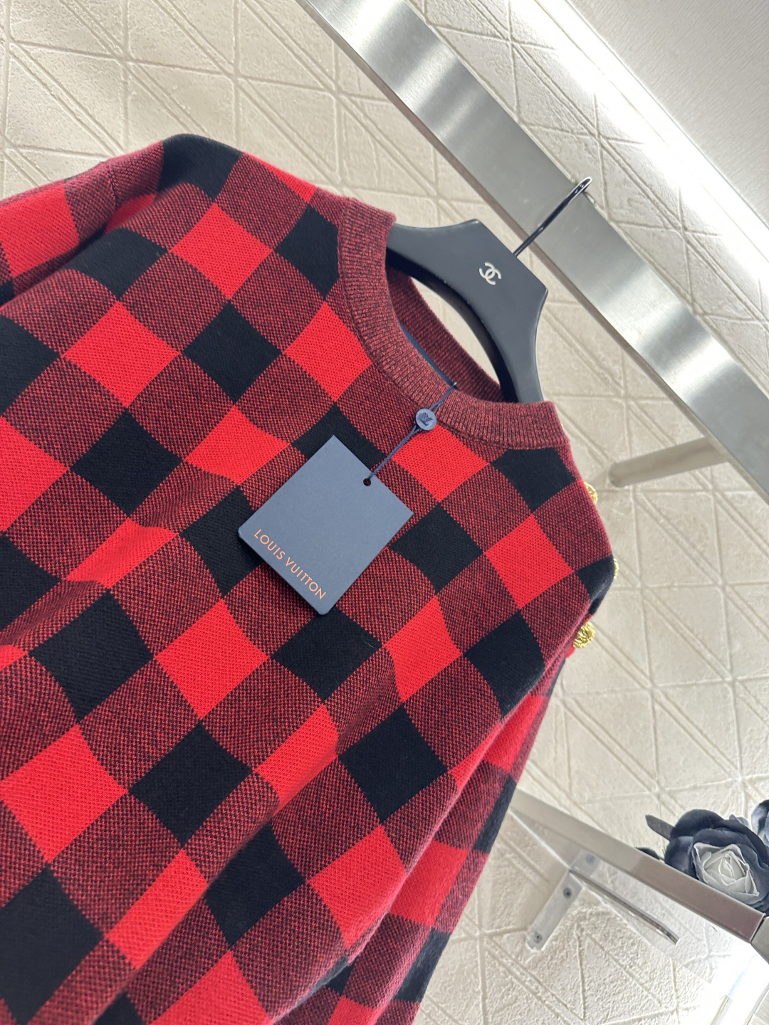 ルイ・ヴィトン「Louis Vuitton」25FW グリニッジチェック 3/4袖ニットトップス