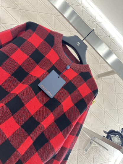 ルイ・ヴィトン「Louis Vuitton」25FW グリニッジチェック 3/4袖ニットトップス